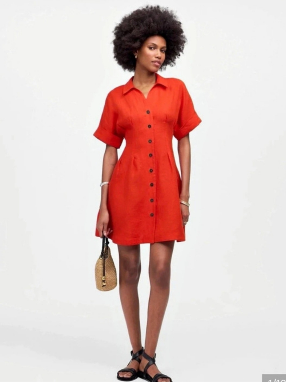 Madewell The Perry Mini Shirtdress 100% Linen Size Medium NWT
